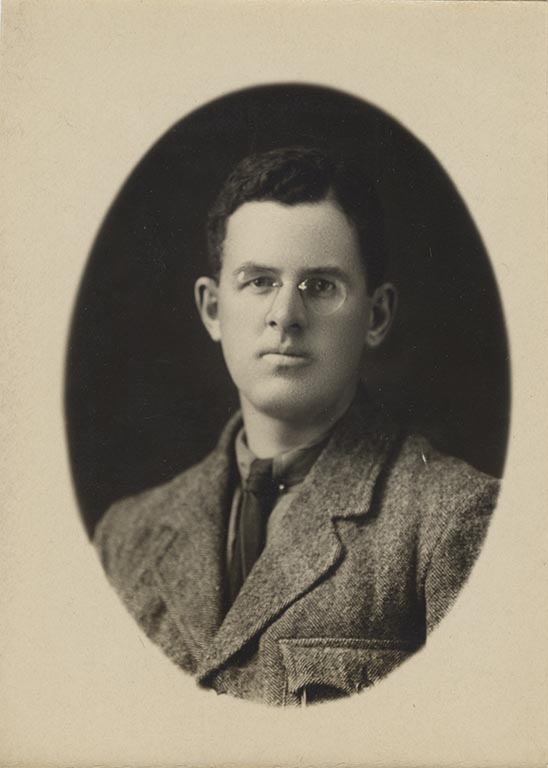 A portrait photo of Maynard Owen Williams, Class of 1910, taken around 1920.