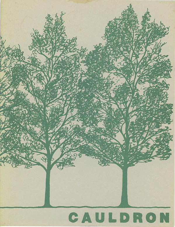 Cover of the 1987 Summer issue of The Cauldron showing two green trees.